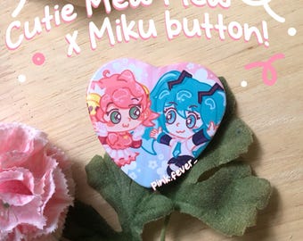 Cutie Mew Mew + Miku pinback button from Deltarune!