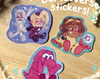 Gameoverse stickers! Kit, Kaboodle, Goobles, Miss Information, & Fold!