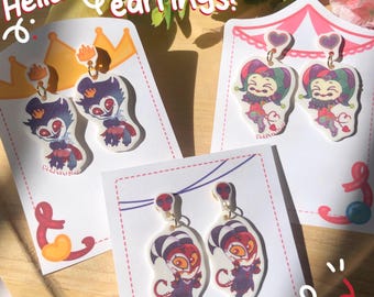 Helluva Boss earrings! Fizzarolli, Blitz, & Stolas!