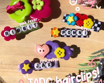 The Amazing Digital Circus(TADC) inspired hairclips! Pomni, Jax, & Ribbit