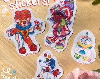 Holographic Clown Stickers! Clowns, Jesters, Dogs & Cats!