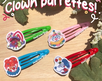 Clown Hair Barrettes / Hairclips! Clowns, Jesters, Dogs & Cats!