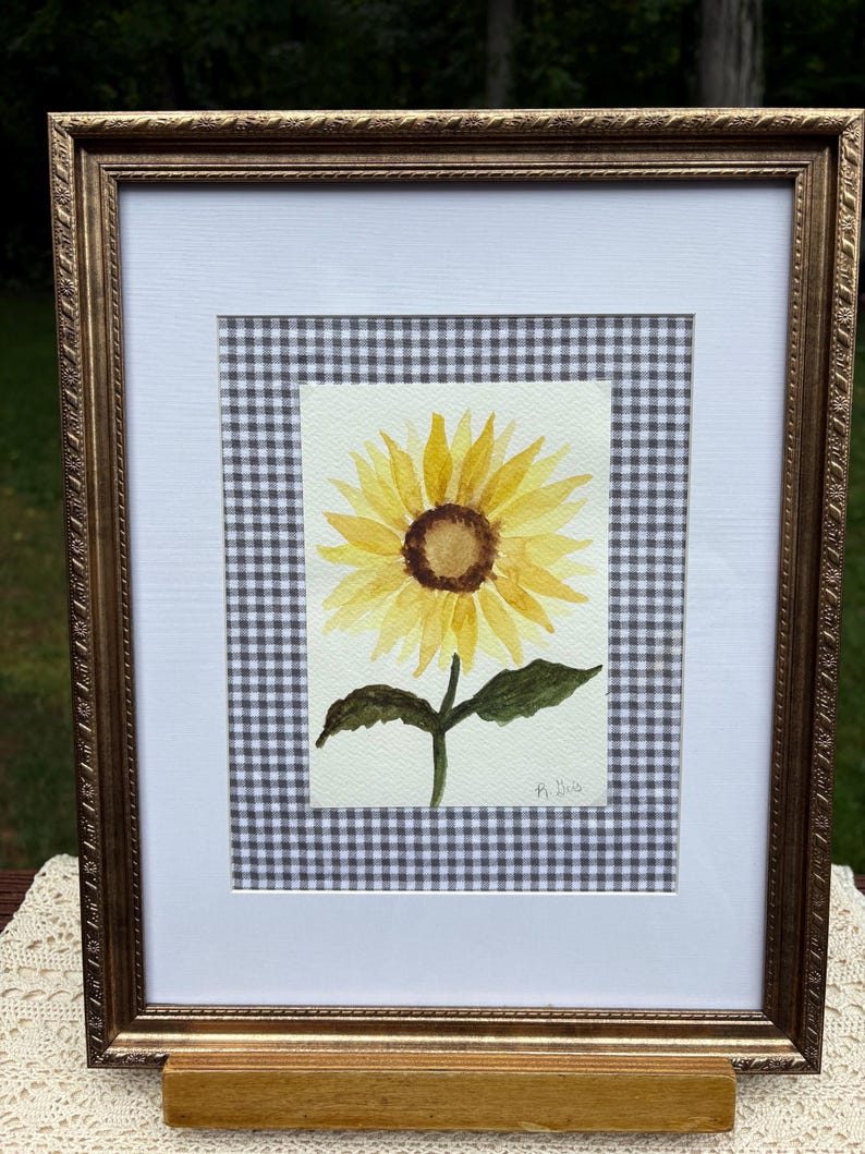 Original Watercolor Sunflower Painting 8x10 Matted Fall Floral Art original-watercolor-sunflower-painting-8x10-matted-fall-floral-art