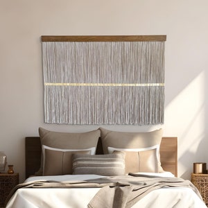 Contemporary Wool Fiber Art, Large Modern Macrame Wall Hanging, Textile Art, Woven Tapestry, Yarn Art, Minimalist Boho Over Bed Wall Decor