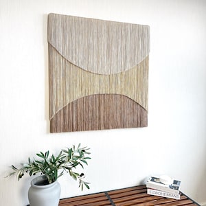 Modern Macrame Wall Hanging, Trendy Yarn Wall Hanging, Layered Textile Wall Art, Contemporary, Woven Tapestry, Fiber Art, Japandi, Wabi Sabi