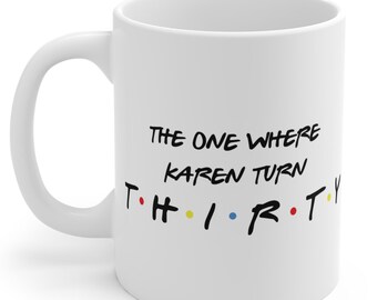 Personalisierte Geburtstagstasse | 90er Jahre Schriftart Kaffeetasse, individuelles Namensgeschenk