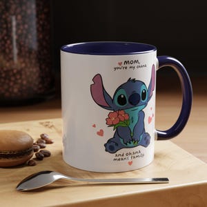 Stitch Accent Mug, Muttertagsgeschenk, süße Kaffeetasse, einzigartige 11 und 15 Unzen Keramik Teetasse, Blumenmuster Bild 2