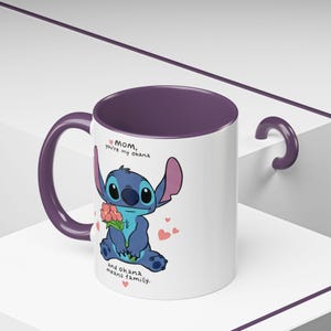 Stitch Accent Mug, Muttertagsgeschenk, süße Kaffeetasse, einzigartige 11 und 15 Unzen Keramik Teetasse, Blumenmuster Bild 3