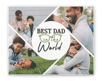 Gepersonaliseerde canvas muurkunst voor vaders, beste vader ter wereld fotocollage, uniek cadeau, woondecoratie, Vaderdag, familieherinneringen
