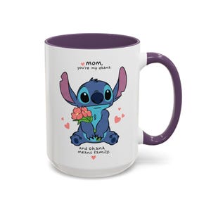 Stitch Accent Mug, Muttertagsgeschenk, süße Kaffeetasse, einzigartige 11 und 15 Unzen Keramik Teetasse, Blumenmuster Bild 10