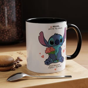 Stitch Accent Mug, Muttertagsgeschenk, süße Kaffeetasse, einzigartige 11 und 15 Unzen Keramik Teetasse, Blumenmuster Bild 6