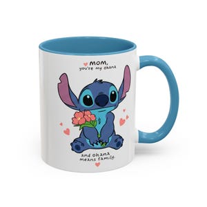 Stitch Accent Mug, Muttertagsgeschenk, süße Kaffeetasse, einzigartige 11 und 15 Unzen Keramik Teetasse, Blumenmuster Bild 1