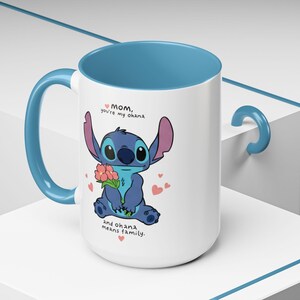 Stitch Accent Mug, Muttertagsgeschenk, süße Kaffeetasse, einzigartige 11 und 15 Unzen Keramik Teetasse, Blumenmuster Bild 9