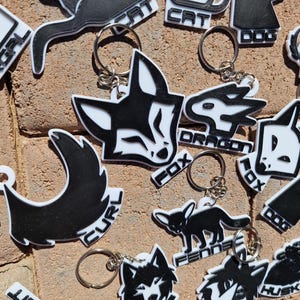 Furry Species Keychain: Black & White Fursona Tag