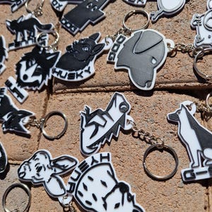 Furry Species Keychain: Black & White Fursona Tag image 6