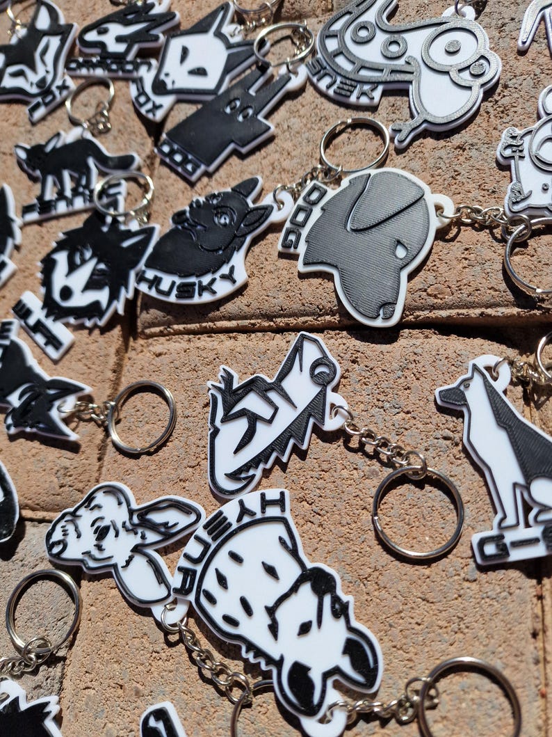 Furry Species Keychain: Black & White Fursona Tag image 6