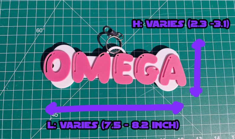 size varies, length 7.5-8.2 and height 2.3-3.1 inches.