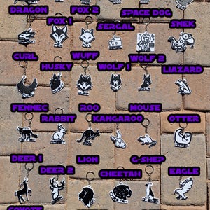 Furry Species Keychain: Black & White Fursona Tag image 2