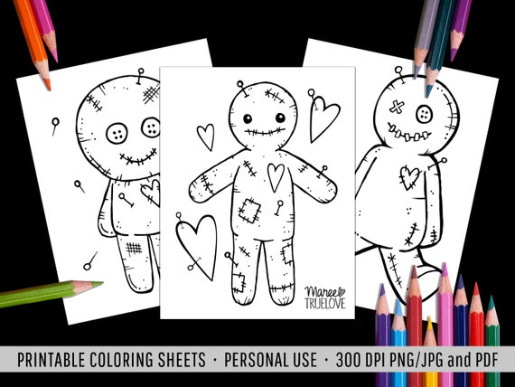 Voodoo Doll Printable Coloring Sheet, Cute Voodoo Doll Coloring Page ...