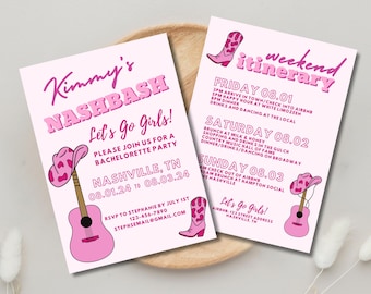 Nashville Cowgirl Bachelorette Party Invitation & Itinerary (Digital)