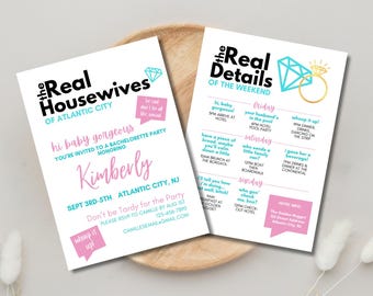 Invito e itinerario per l'addio al nubilato di Real Housewives (invito digitale)