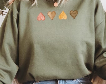 Watercolor Hearts Sweatshirt, Love Gift, Neutral Crewneck