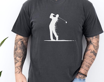 Camiseta de golf con silueta minimalista de golfista, camiseta gráfica para hombre, regalo deportivo informal