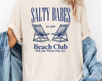 Camiseta Salty Babes Beach Club, camiseta de algodón teñida en prenda
