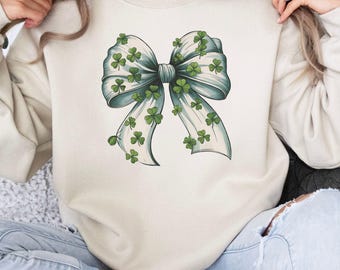 Sudadera con lazo de trébol, Día de San Patricio, trébol, cinta gráfica, acogedor, unisex, regalo