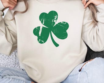Sudadera con trébol verde, acogedora sudadera unisex con gráfico de trébol del Día de San Patricio