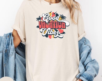 Camiseta teñida en prenda con vibras veraniegas, camiseta de vacaciones familiares