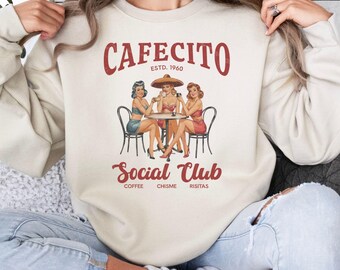 Sudadera Cafecito Social Club - Diseño retro de café latino