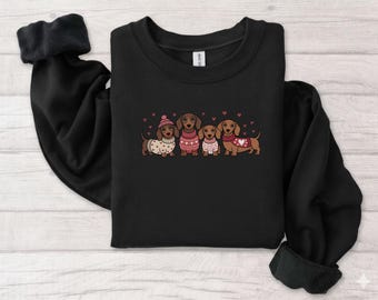 Sudadera de San Valentín con diseño de perro salchicha. Regalo ideal para amantes de los perros salchicha.