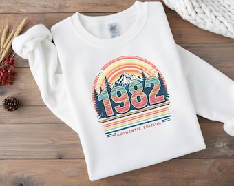1982 Authentieke editie sweater vintage 1982 verjaardag retro grafische unisex ronde hals cadeau