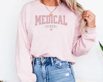 Sudadera de cuello redondo estilo universitario para estudiantes de medicina