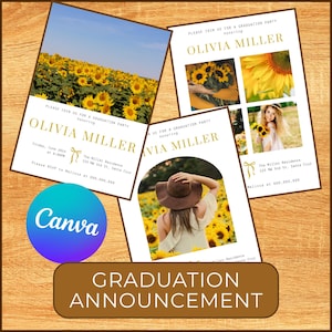 Klasse von 2025 Abschluss Ankündigung Bündel | Canva Vorlage | Grad Party Einladung | Abschluss College Karte | Abschluss | PDF-Datei