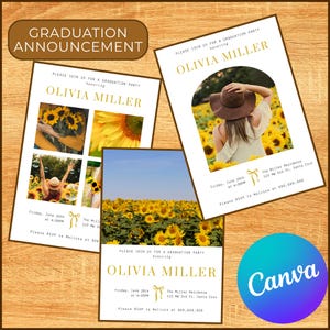 Klasse von 2025 Abschluss Ankündigung Bündel | Canva Vorlage | Grad Party Einladung | Abschluss College Karte | Abschluss | PDF-Datei