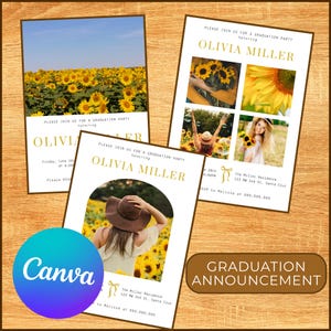Klasse von 2025 Abschluss Ankündigung Bündel | Canva Vorlage | Grad Party Einladung | Abschluss College Karte | Abschluss | PDF-Datei