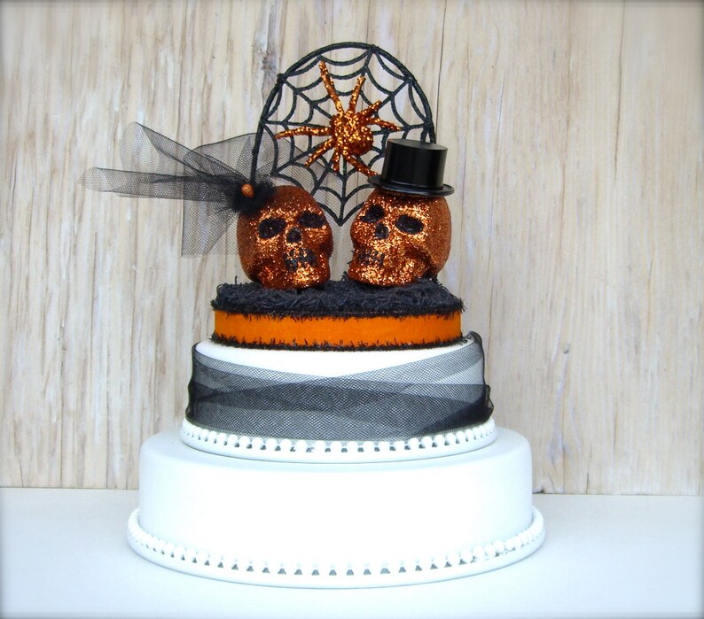 Wedding Cake Topper Goth Fall Wedding Halloween Skeleton Etsy