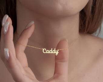 Personalisierte Name Halskette: Sterling Silber, 14K Vergoldete Anhänger