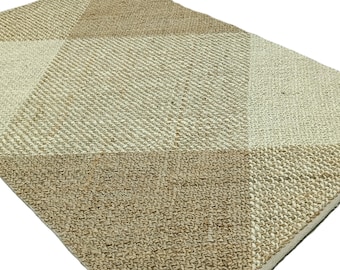 Handwoven Jute Area Rug: Cross Braided Geometric Carpet