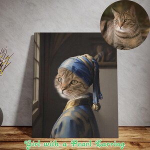 Retrato de mascota personalizado: convierte a tu mascota en "La joven de la perla" / Arte divertido renacentista para mascotas