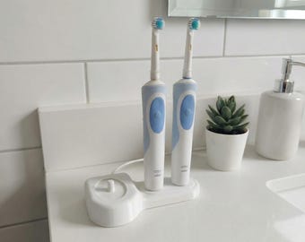 Porta spazzolini elettrici Oral-B, organizer familiare stampato in 3D, supporto da appoggio per 2-4 spazzolini, base per bagno, PETG, opzioni di colore personalizzate.