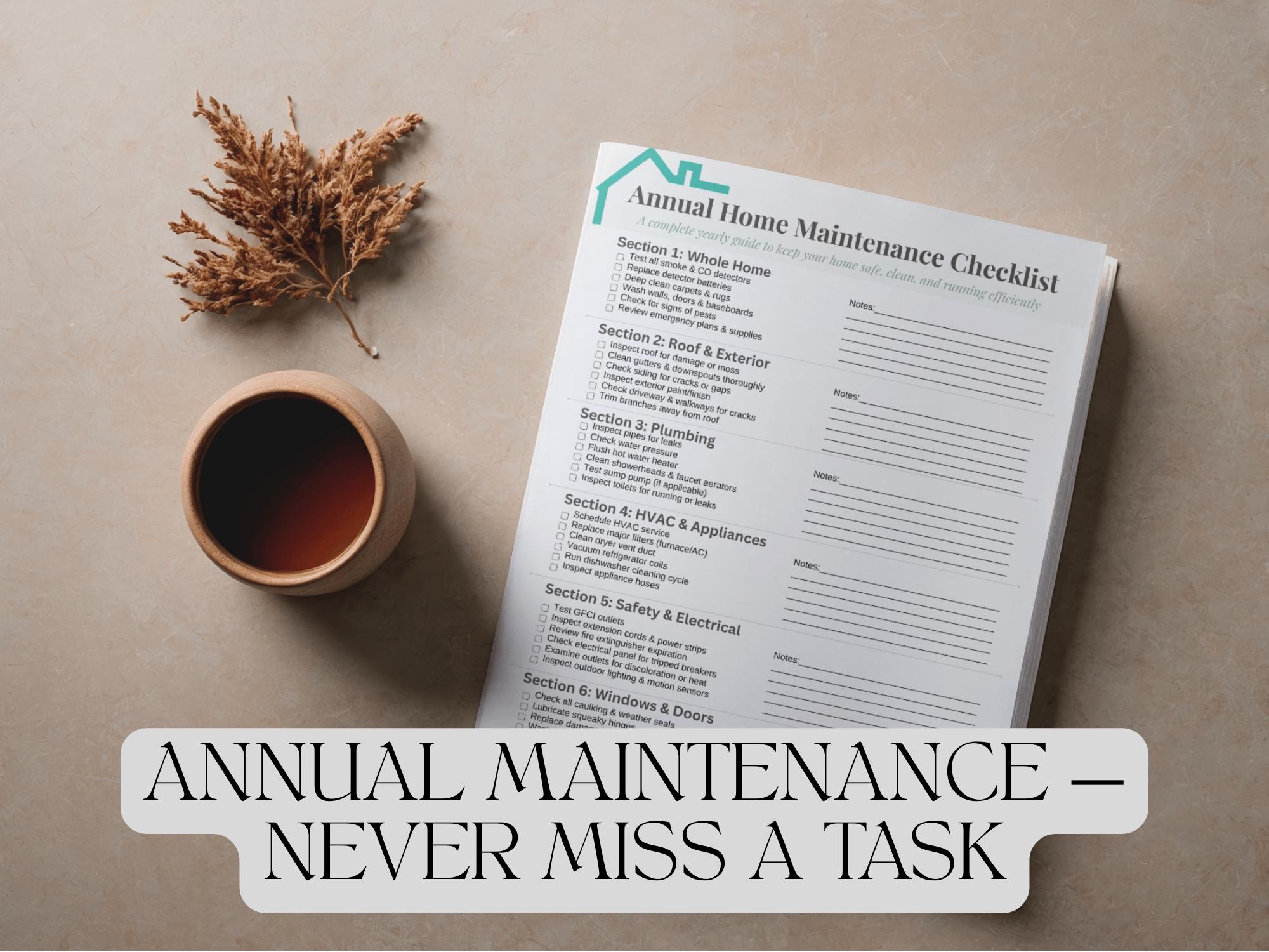 Printable Home Maintenance Checklist| Annual Checklist - Etsy