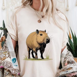 Capybara T-Shirt Funny Cute Animal Graphic Tee, Retro Vintage Capybara Meme Shirt, Kawaii Chill Vibes Gift for Animal Lovers