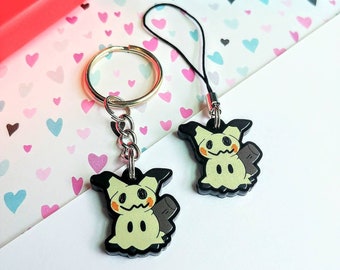 Chubby Mimikyu 1" Mini Pokemon Keychain or Phone Charm (single-sided)