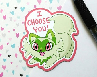 Team Sprigatito "I Choose You!" Sticker (2" or 3"), Team Sprigatito Sticker, Pokemon Sticker, Pokemon Scarlet Violet Sticker