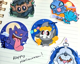 Pokemon Go Stickers: 2023 Halloween Set (Gengar, Phantump, Greavard, Shuppet, Misdreavus, Duskull), Pokemon Stickers