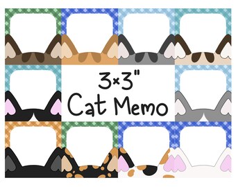 3x3" Cat Memo Sheets (18 sheets), Cat Stationery, Cat Lover Gift, Cat Mom Gift, Cat Dad Gift