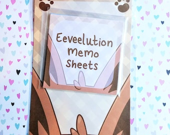 Eeveelution Memo Pack: 3x3" & 4x6" Pokémon Memo Sheets, Pokémon Stationery
